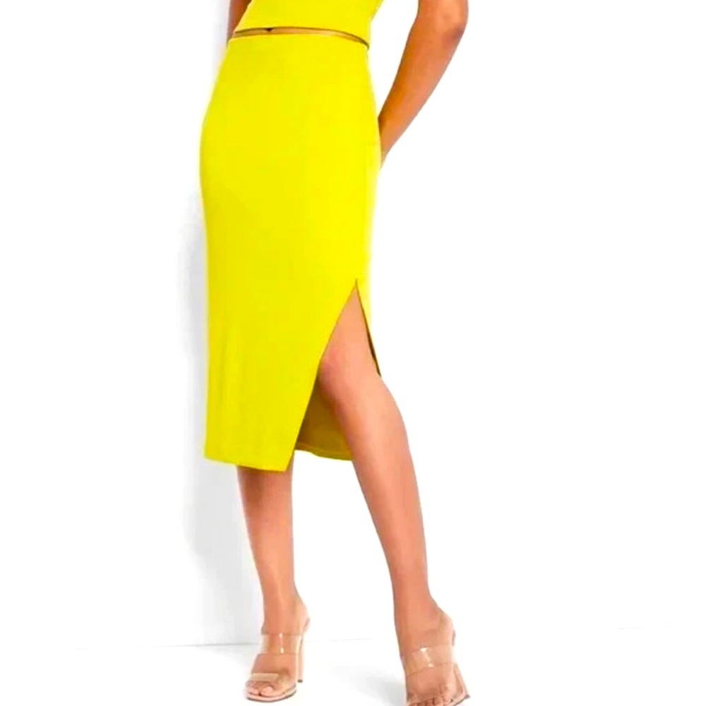 EXPRESS Chartreuse Midi Skirt – Size XL Ready to Ship✅